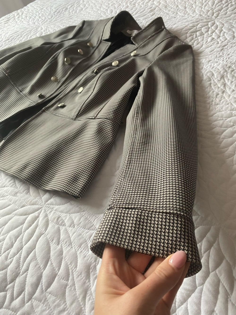NWT Structured Black & White Houndstooth Double-Breasted Blazer - Picture 5 of 8